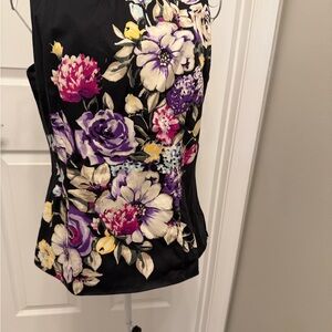 White House Black Market Black Floral Top
